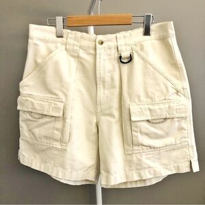 Columbia Cargo High Rise Cream White Y2K High Waisted Outdoor Hiking Shorts.